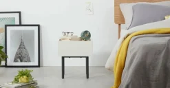 Mesa de noche Mino – Roble y blanco marfil