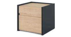Mesa de noche Stu – Efecto roble y azul océano