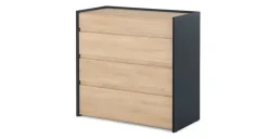 Mesa de noche Stu – Efecto roble y azul océano
