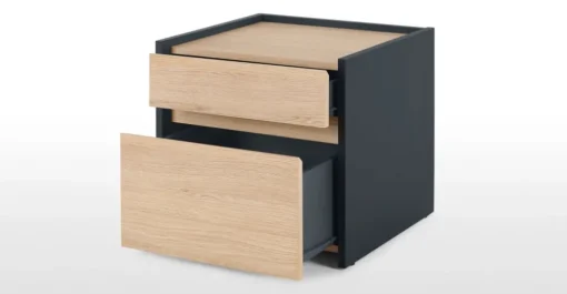 Mesa de noche Stu – Efecto roble y azul océano