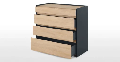 Mesa de noche Stu – Efecto roble y azul océano