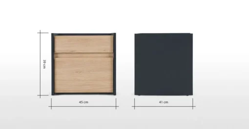 Mesa de noche Stu – Efecto roble y azul océano