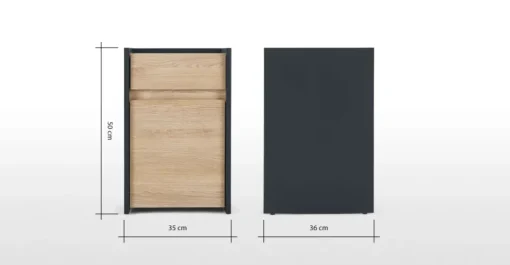 Mesa de noche Stu – Efecto roble y azul océano