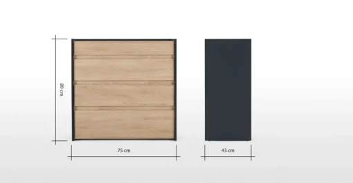 Mesa de noche Stu – Efecto roble y azul océano