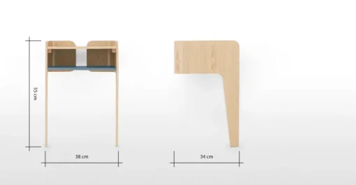 Mesa de noche Sway – Fresno y azul cerceta