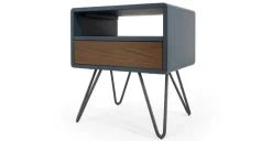 Mesa de noche Ukan – Azul y roble oscuro