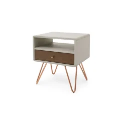 Mesa de noche Ukan – Gris y roble oscuro