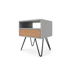 Mesa de noche Ukan – Gris y roble