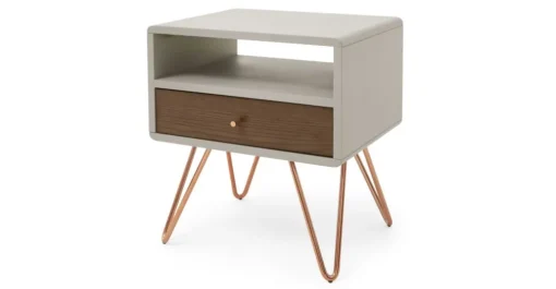 Mesa de noche Ukan – Gris y roble oscuro