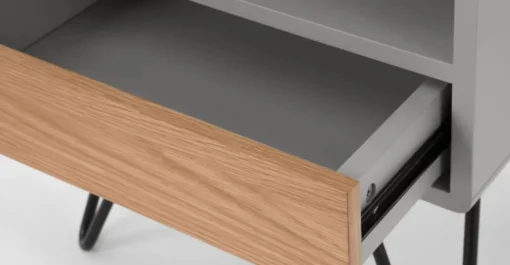 Mesa de noche Ukan – Gris y roble