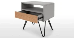 Mesa de noche Ukan – Gris y roble