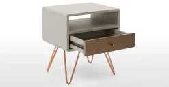 Mesa de noche Ukan – Gris y roble oscuro
