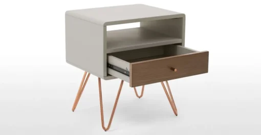 Mesa de noche Ukan – Gris y roble oscuro