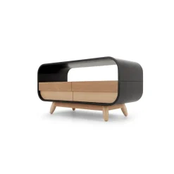 Mueble multimedia compacto Esme – Negro y fresno