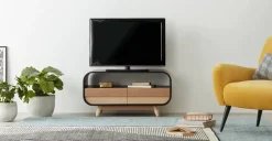 Mueble multimedia compacto Esme – Negro y fresno