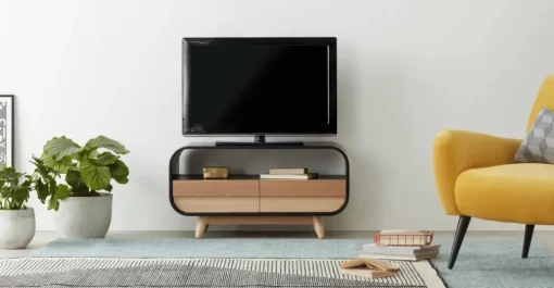 Mueble multimedia compacto Esme – Negro y fresno