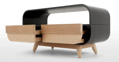 Mueble multimedia compacto Esme – Negro y fresno