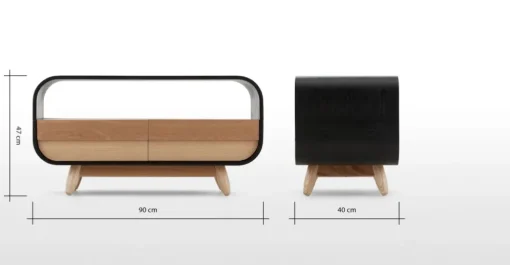 Mueble multimedia compacto Esme – Negro y fresno