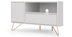 Mueble multimedia esquinero Elona – Gris y cobre