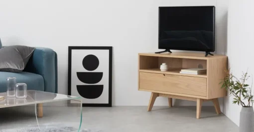 Mueble multimedia esquinero Jenson – Roble