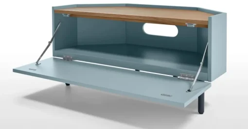 Mueble multimedia esquinero Mino – Roble y azul