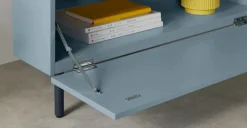 Mueble multimedia esquinero Mino – Roble y azul