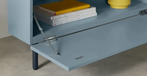 Mueble multimedia esquinero Mino – Roble y azul
