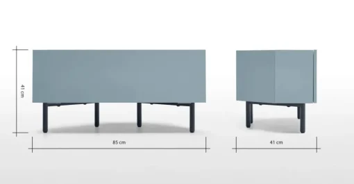 Mueble multimedia esquinero Mino – Roble y azul