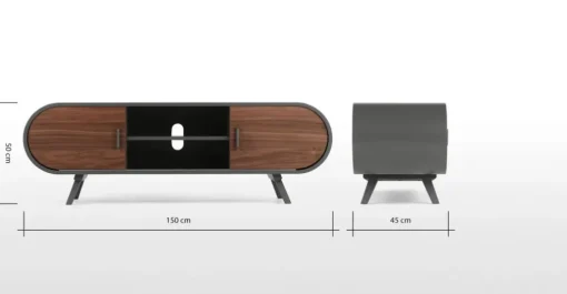 Mueble multimedia Fonteyn – Nogal y gris