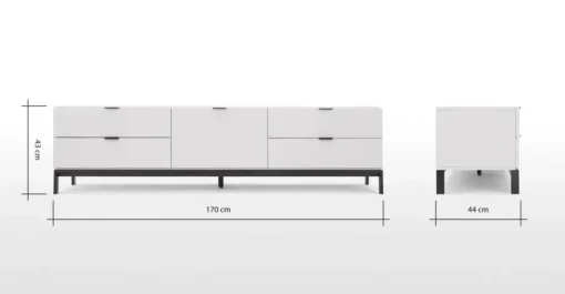 Mueble multimedia grande Marcell – Gris claro