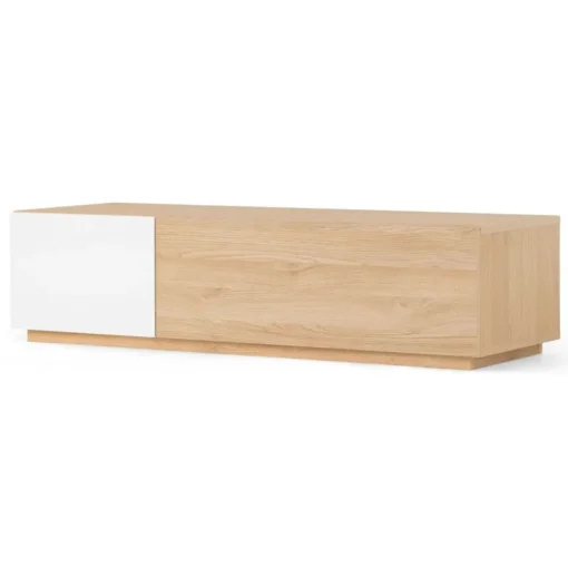 Mueble multimedia Hopkins – Roble y blanco