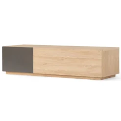 Mueble multimedia Hopkins – Roble y gris