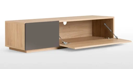 Mueble multimedia Hopkins – Roble y gris