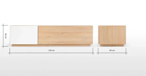 Mueble multimedia Hopkins – Roble y blanco