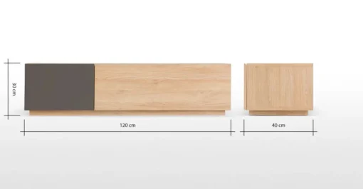 Mueble multimedia Hopkins – Roble y gris