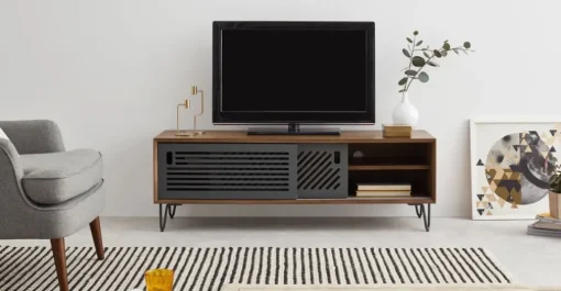 Mueble multimedia Pointillee – Nogal y gris