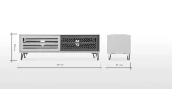 Mueble multimedia Pointillee – Gris y blanco