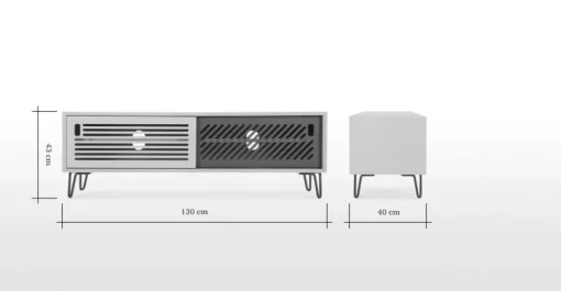 Mueble multimedia Pointillee – Gris y blanco