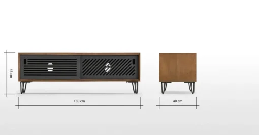Mueble multimedia Pointillee – Nogal y gris