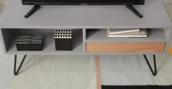 Mueble multimedia Ukan – Gris y roble
