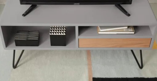 Mueble multimedia Ukan – Gris y roble