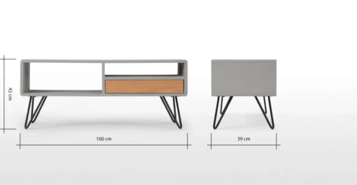 Mueble multimedia Ukan – Gris y roble