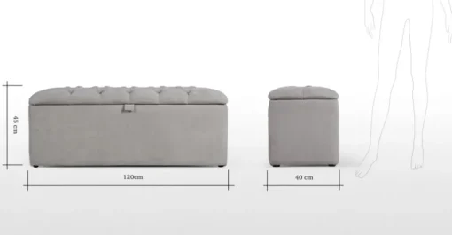 Otomana con almacenaje Orkney – Gris lechuza