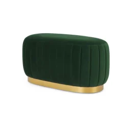 Puf Alargado con Base de Acero Inoxidable Adie – Verde Pino