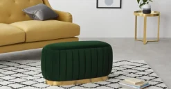 Puf Alargado con Base de Acero Inoxidable Adie – Verde Pino