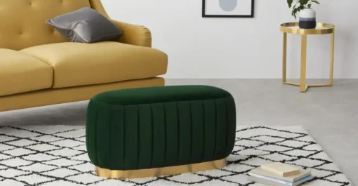 Puf Alargado con Base de Acero Inoxidable Adie – Verde Pino