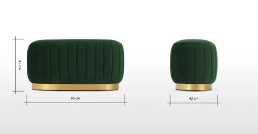 Puf Alargado con Base de Acero Inoxidable Adie – Verde Pino