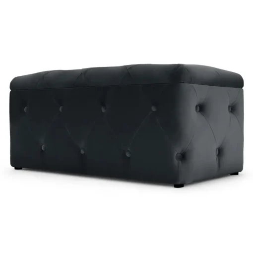 Puf con Almacenaje Rectangular Hampton – Gris Medianoche