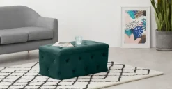 Puf con Almacenaje Rectangular Hampton – Azul Espuma de Mar