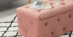 Puf con Almacenaje Rectangular Hampton – Rosa Palo